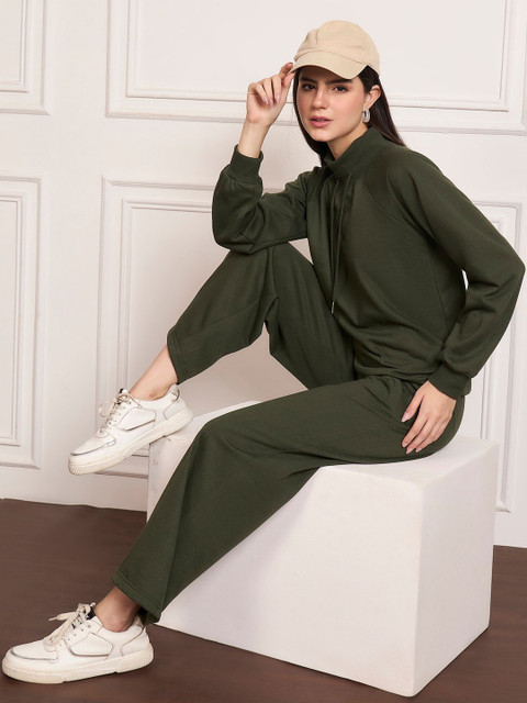 StyleStone Women High Neck Long Sleeves Mid-Rise Tracksuits