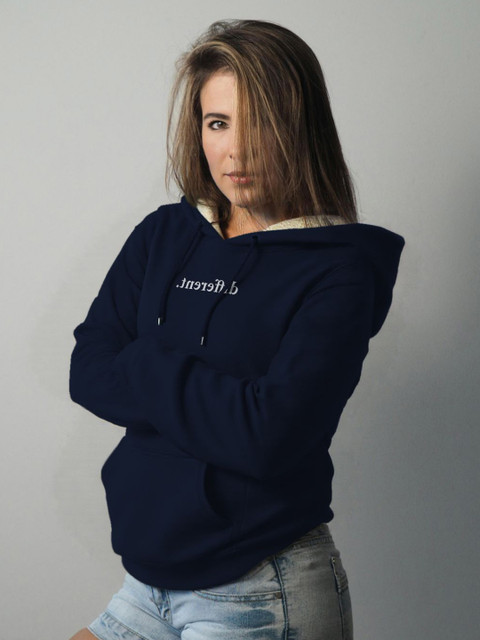 TOGS & TERRE Women Typography Printed Hooded Pullover Oversized Sweatshirt