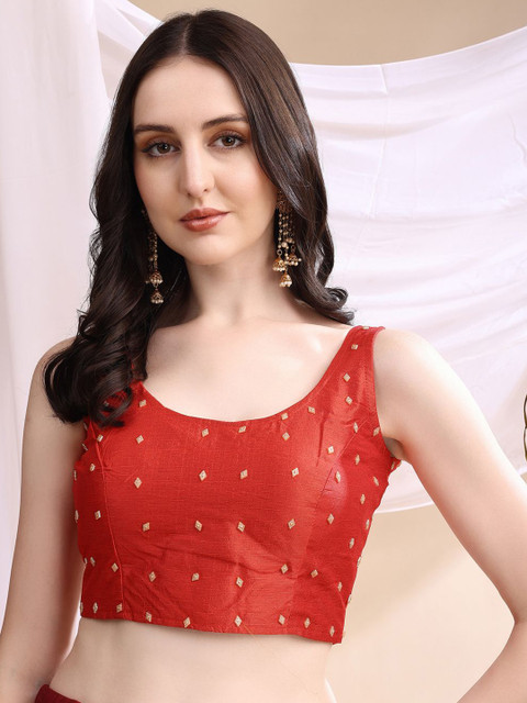 HERE&NOW Embellished Round Neck Saree Blouse