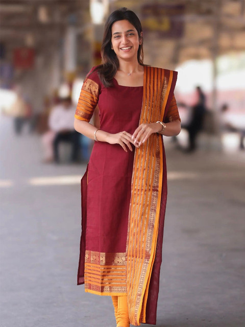 Vastukala Pure Kanchi Cotton Square Neck Straight Kurta