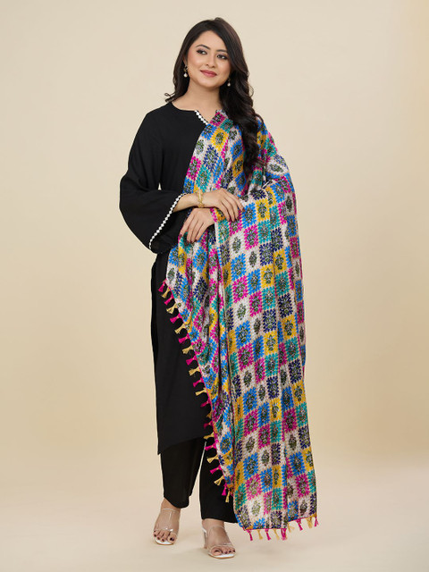 WEAVERS VILLA Cotton Printed Tasselled Dupatta