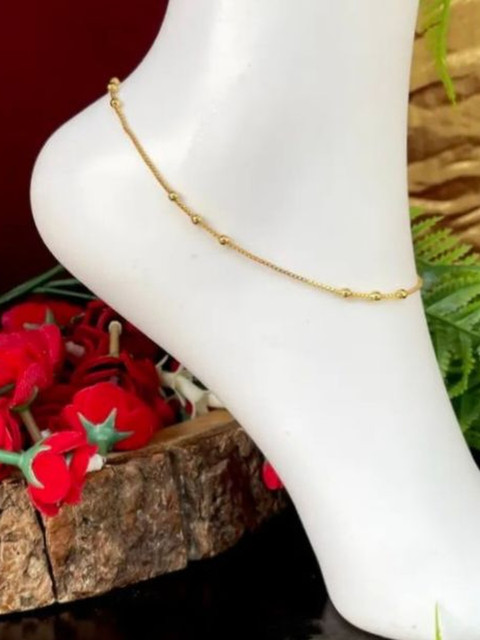 Kunjus Gold-Plated Artificial Beaded Anklets