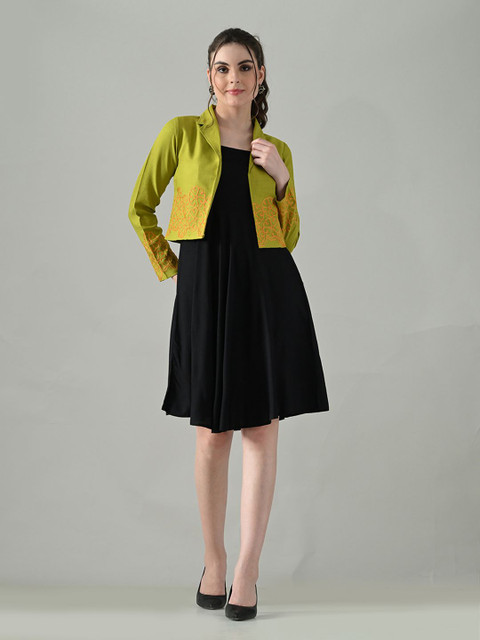 DressBerry wOMEN Embroidered Jacket Fit & Flare Dress