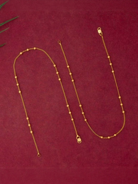 Kunjus Gold-Plated Artificial Beaded Anklets