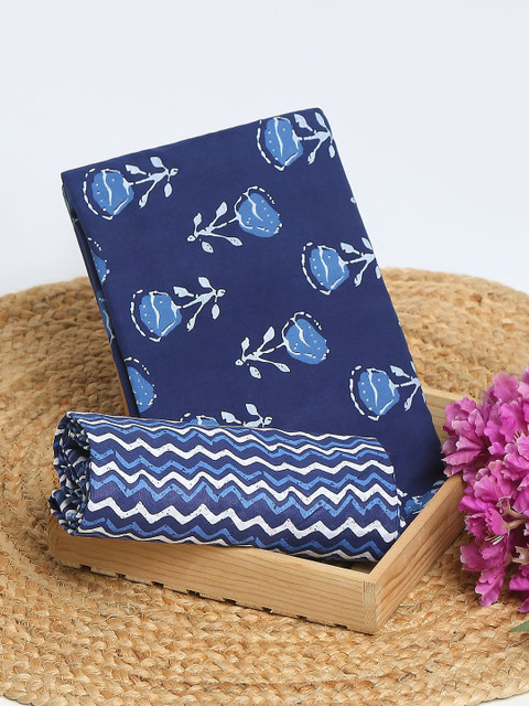 SALWAR STUDIO Floral Printed Pure Cotton Unstitched Dress Material