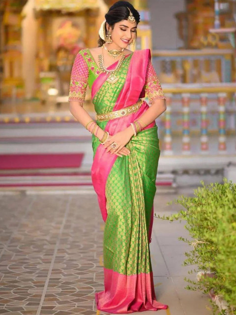 Moda Rapido Woven Design Zari Silk Blend Handloom Banarasi Saree