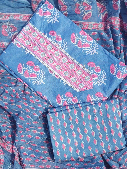 GC 80 BY GAURI COLLECTION Floral Printed Pure Cotton Unstitched Dress Material - Image 2
