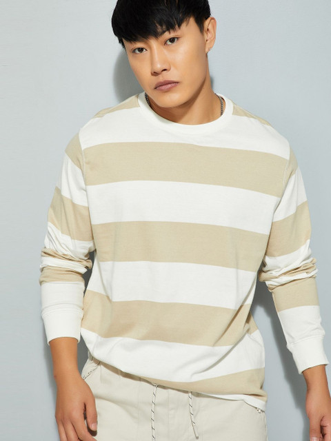 max Striped Round Neck Regular Fit Pure Cotton T-Shirt