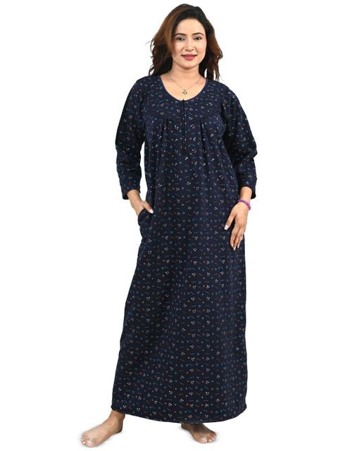 MIAVII CREATION Women Floral Printed Regular Maxi Nightdress