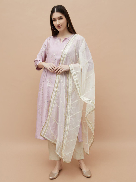 Melange by Lifestyle Striped Embroidered Sequinned Dupatta