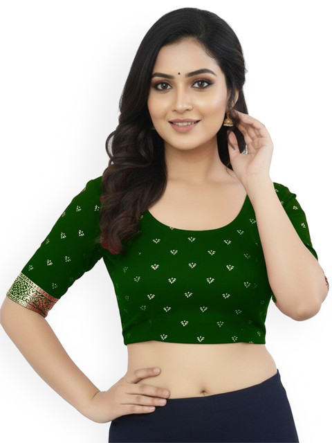PU FASHION Printed Round Neck Saree Blouse