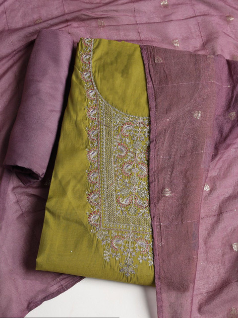 Meena Bazaar Embroidered Thread Work Unstitched Dress Material