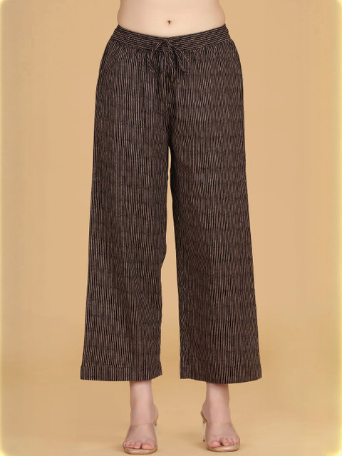 COTTON CULTURE Women Black Cotton Printed Palazzo