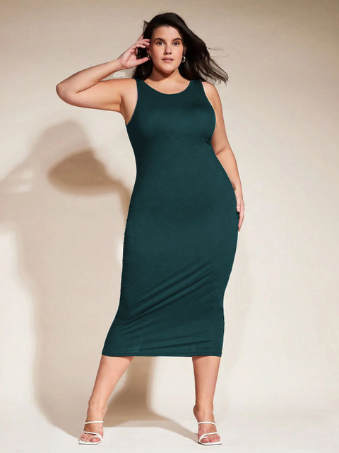 BAESD Woman Plus Size Bodycon Midi Dress