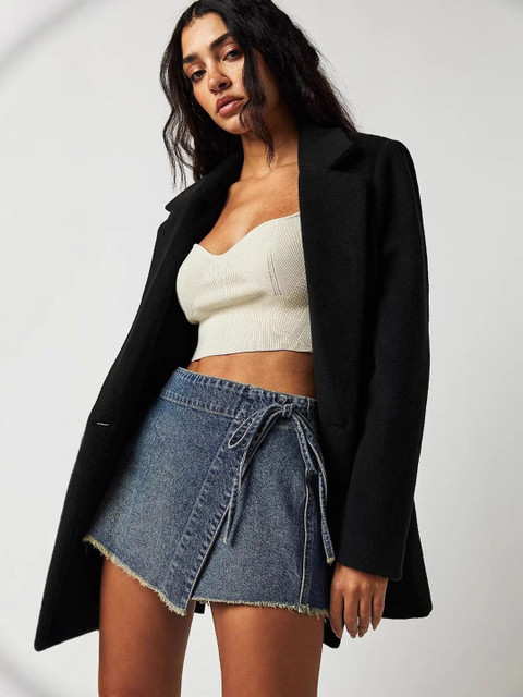 HERE&NOW Women Denim Front Tie-Up Skort