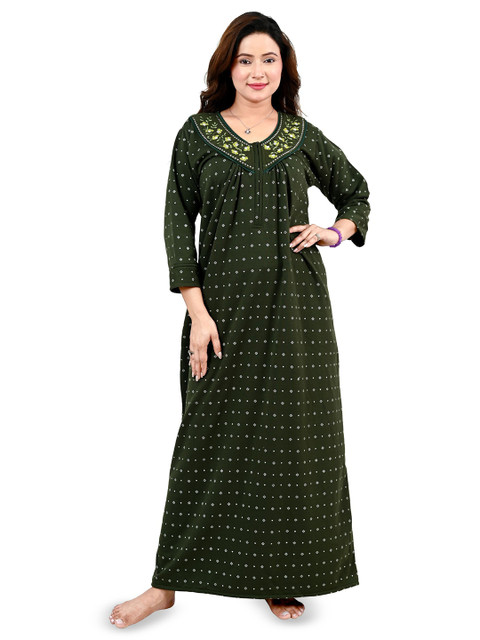 MIAVII CREATION Women Printed Maxi Nightdress