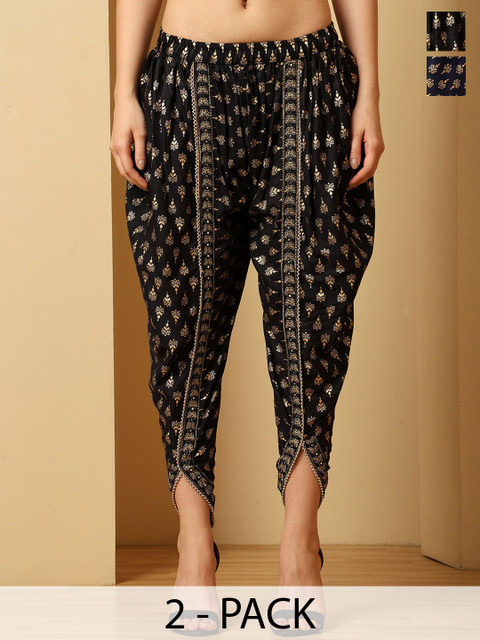 URBAN KANYA Women Pack of 2 Printed Loose Fit Mid-Rise Dhoti Salwar