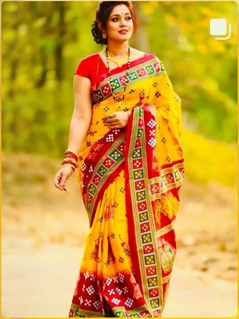 ETHNIC ODISHA HANDLOOM Women Ethnic Motifs Pure Cotton Saree