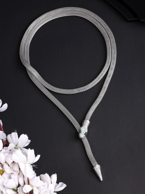 Scintillare By Sukkhi Rhodium-Plated Crystals Studded Statement Necklace