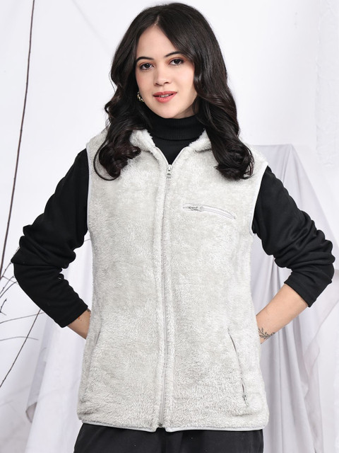 JAKANARY Women Solid Hooded Lightweight Gilet Jacket
