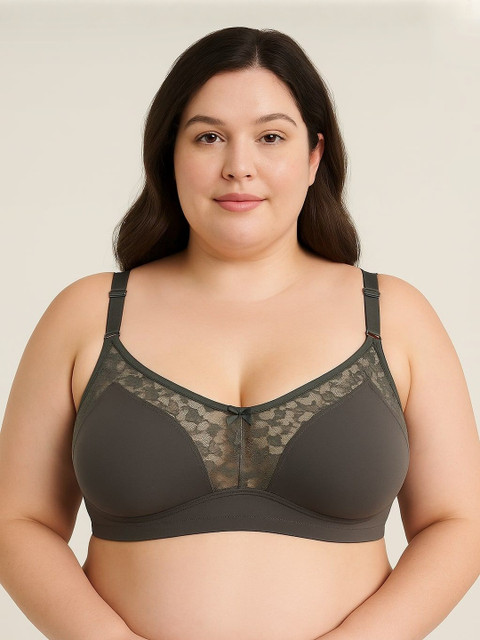 elina Women Plus Size Anti Odour Full Coverage Non Padded All Day Comfort Cotton Lace Bra