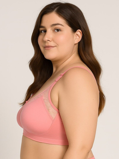elina Women Plus Size Anti Odour Full Coverage Non Padded Non-Wired Cotton Lace Bra - Image 2