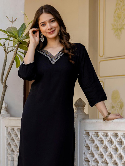 Pjyot by surhi Women Solid Screen Print Daily Straight Kurta