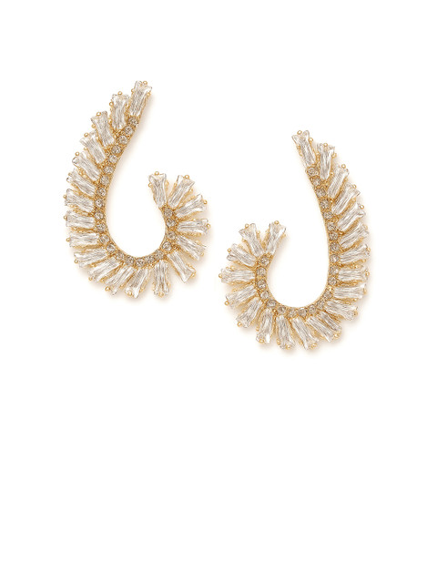 Bohey by KARATCART Gold-Plated American Diamond Studded Contemporary Studs - Image 4