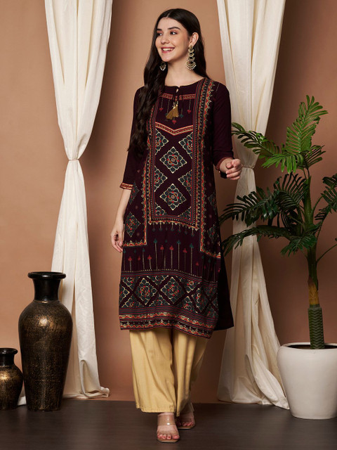 Anouk Women Ethnic Motifs Embroidered Kurta