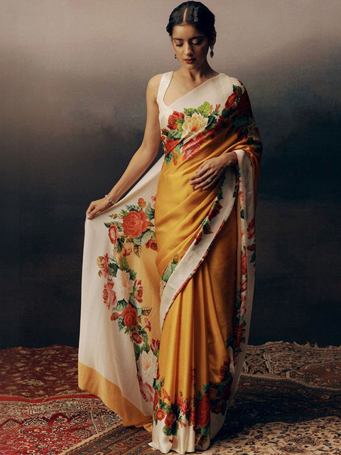 ASISA Floral Satin Designer Saree