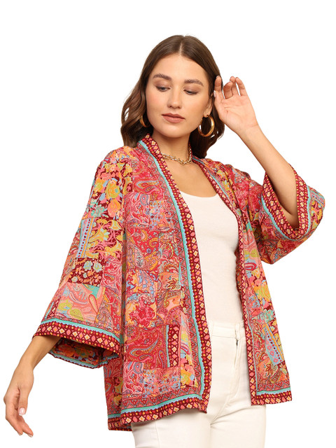 GALE GIRLS Printed Mandarin Collar Shrug