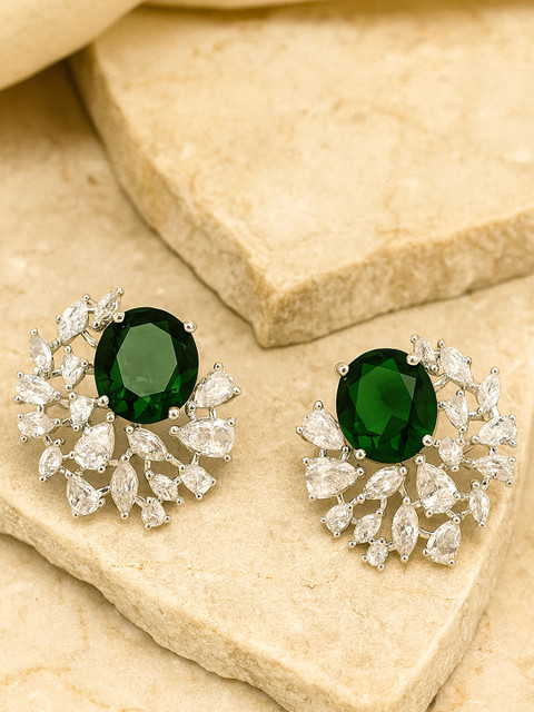 KARATCART Green American Diamond Drop Earrings