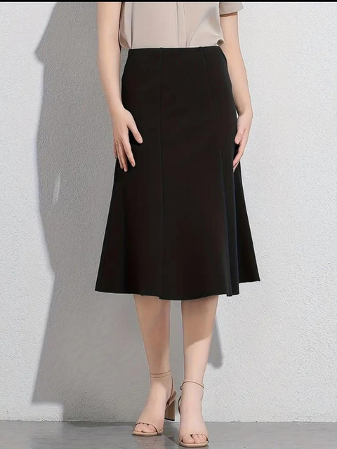 JINJIN FASHION Women Solid A-Line Knitted Knee-Length Skirts