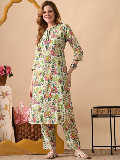 PHYSIL Women Floral Printed Kurta with Trouser Set - Image 2