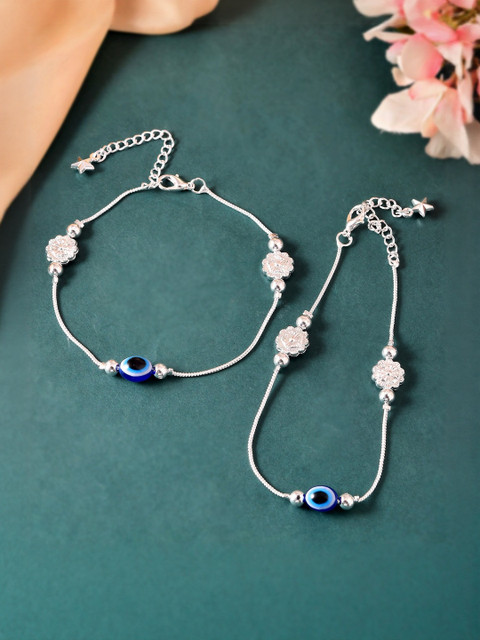 Sangria Silver-Plated Artificial Beads Anklet