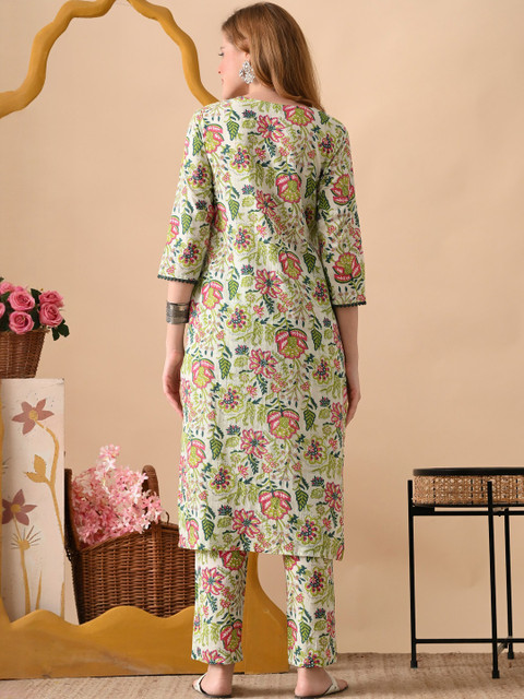 PHYSIL Women Floral Printed Kurta with Trouser Set - Image 5