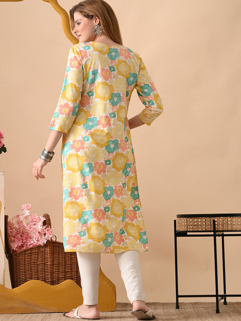 PHYSIL Women Floral Embroidered Thread Work Floral Kurta - Image 4