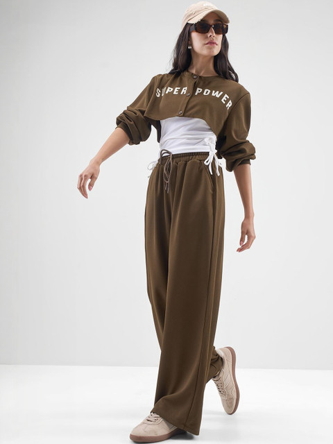 Street By Tokyo Talkies Printed Round Neck Top With Trousers Co-Ords