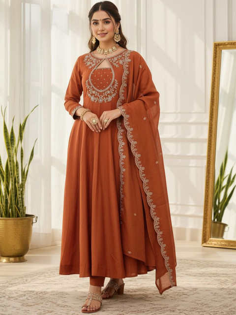 MEHARIKA Women Ethnic Motifs Embroidered Thread Work Kurta with Churidar & Dupatta