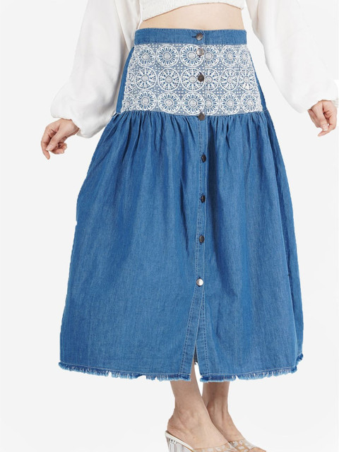 SUMAVI APPREALS Women Embroidered A-Line Midi Skirts
