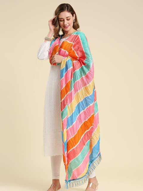 Dupatta Bazaar Leheriya Printed Tasselled Border Dupatta