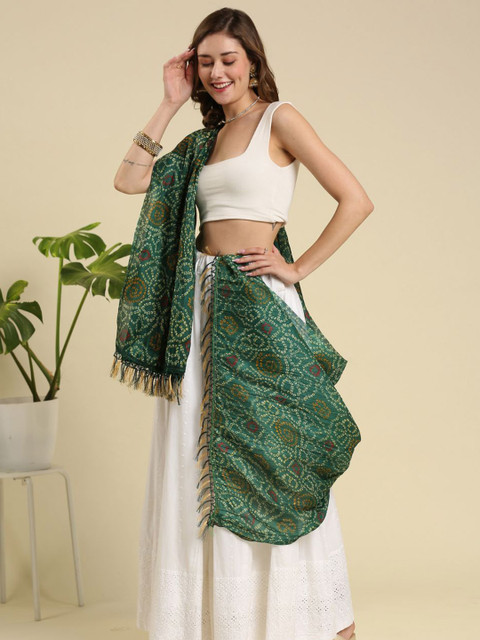 Dupatta Bazaar Bandhani Printed Tasselled BorderDupatta - Image 3