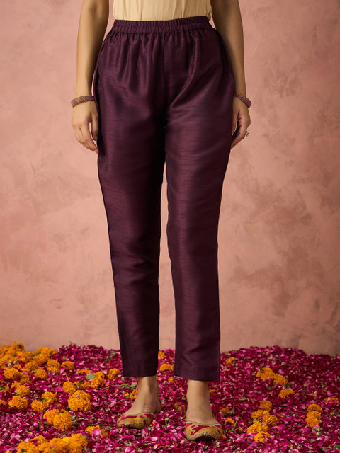 KALINI Floral Yoke Design Sequinned Straight Kurta with Trousers & Dupatta - Image 7