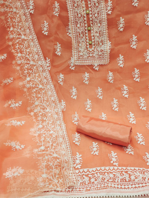 NEGRONI Ethnic Motifs Embroidered Organza Unstitched Dress Material