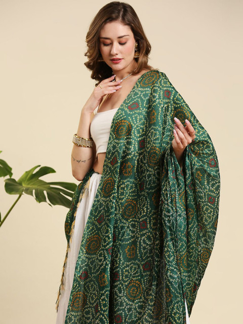 Dupatta Bazaar Bandhani Printed Tasselled BorderDupatta - Image 2