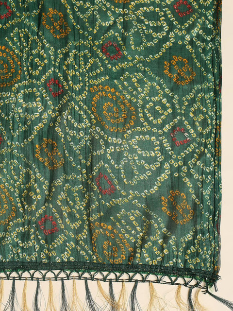 Dupatta Bazaar Bandhani Printed Tasselled BorderDupatta - Image 6