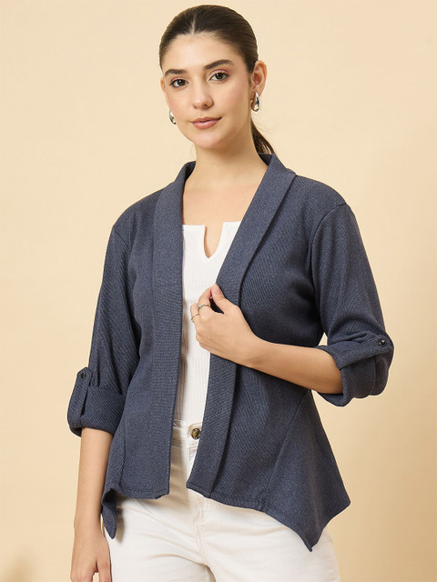 LE BOURGEOIS Mandarin Collar Long Sleeves Shrug