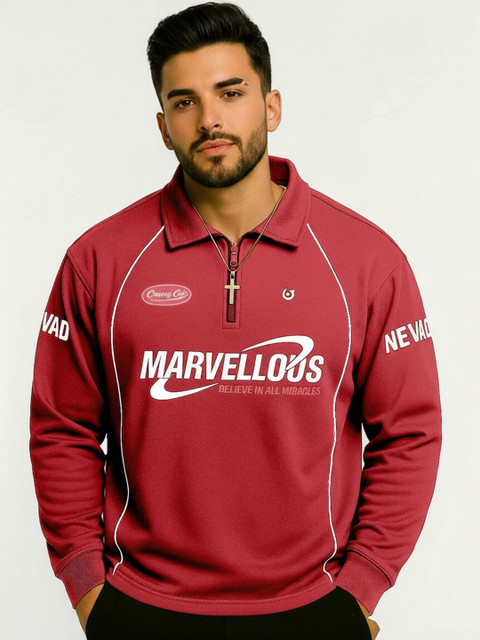 Force Men Typography Printed Polo Collar T-shirt