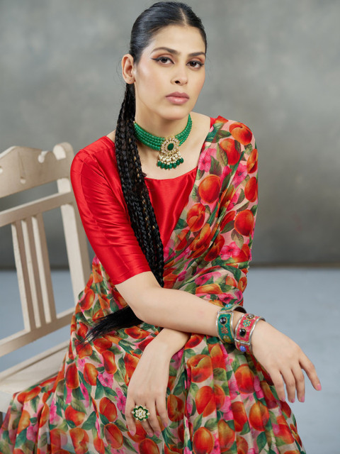 Garden Vareli Floral Printed Pure Chiffon Saree