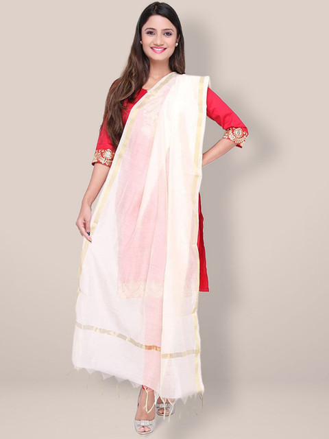 Dupatta Bazaar Tasselled Border Silk Dupatta With Zari